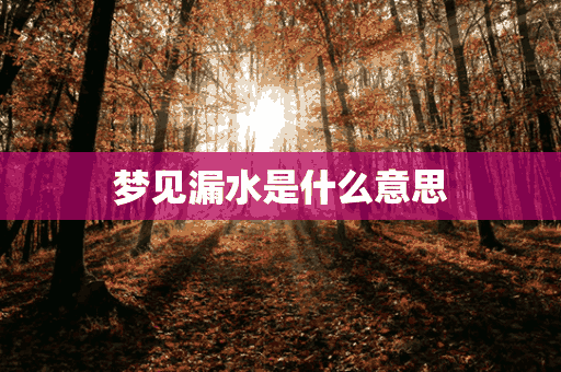 梦见漏水是什么意思(女人梦见漏水是什么意思)